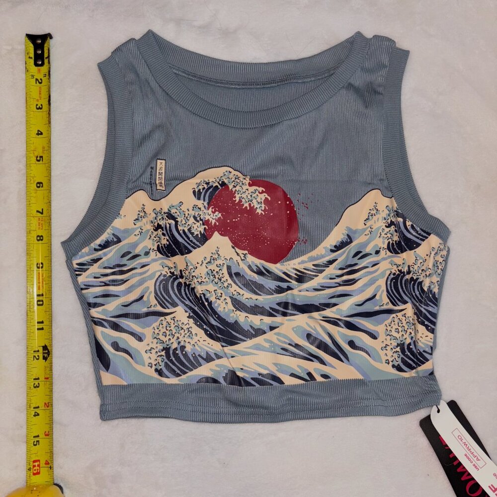 Sun & Wave Graphic Ribbed Tanktop - Picture 6 of 7